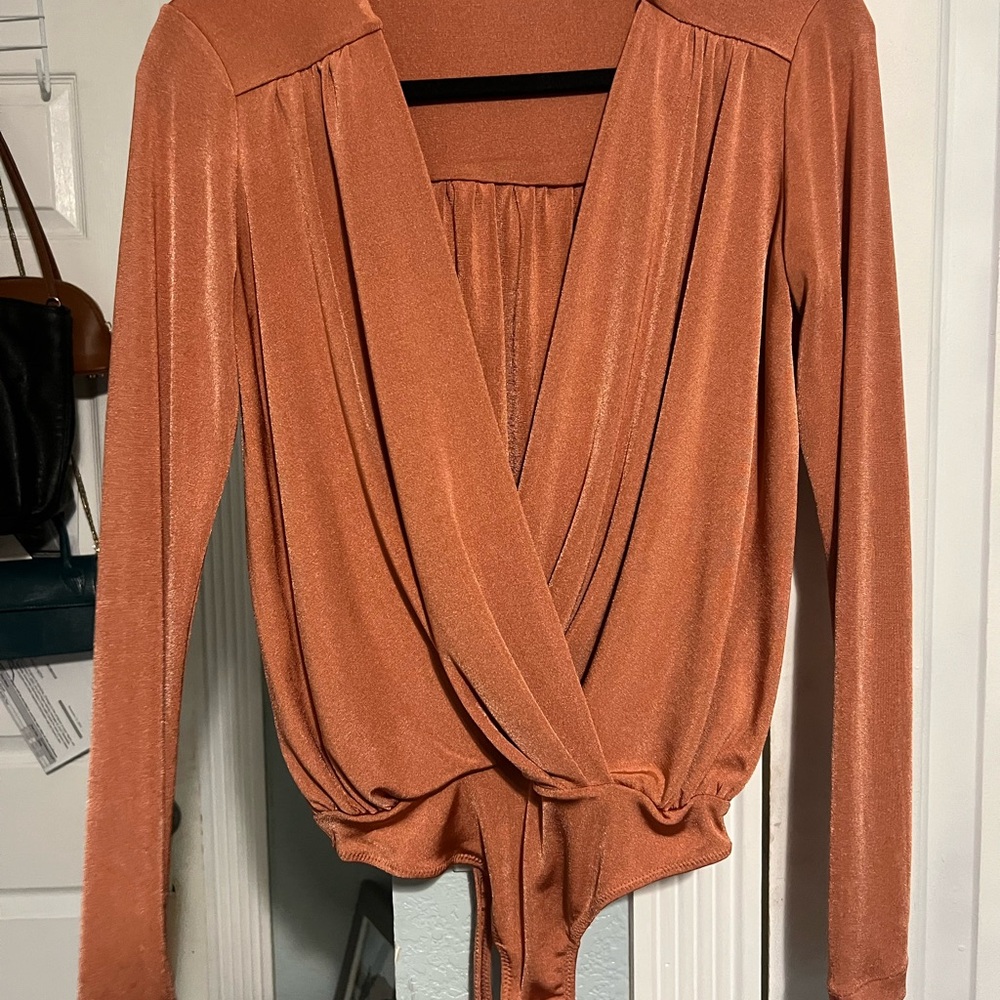 Free People Terracotta Wrap Bodysuit